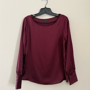 Ann Taylor Burgundy Long Sleeve Blouse